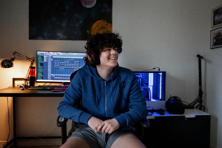 15-årige Tobias Aaen Sørensens nummer 'Phonky Town' er blevet spillet mere end 20 millioner gange på Spotify, YouTube og TikTok. Foto: Finn Frandsen Foto: Finn Frandsen/POLFOTO