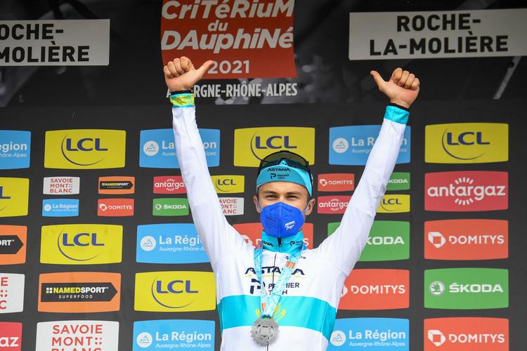 Den kasakhiske mester Alexey Lutsenko blev en overraskende vinder af enkeltstarten i Critérium du Dauphiné.
 Foto: Alain Jocard/Ritzau Scanpix