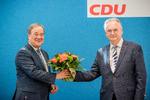 CDU-leder Armin Laschet har meget at takke den siddende ministerpræsident i Sachsen-Anhalt,  Reiner Haseloff, for. Foto: Pool/Ritzau Scanpix