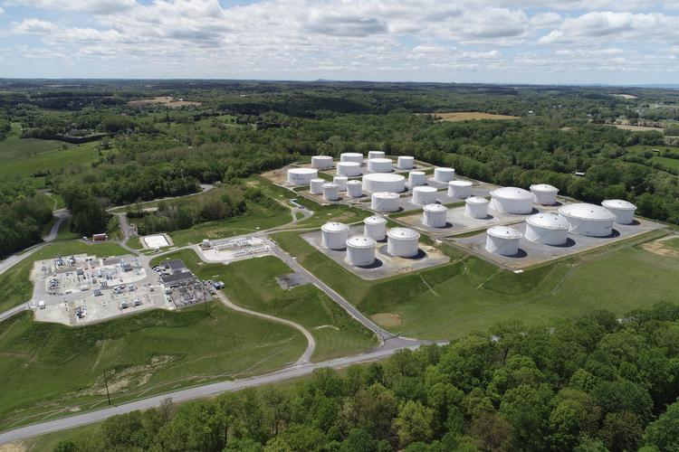 Her ses Colonial Pipelines Dorsey Junction Station i Woodbine, Maryland. Foto: Drone Base/Ritzau Scanpix