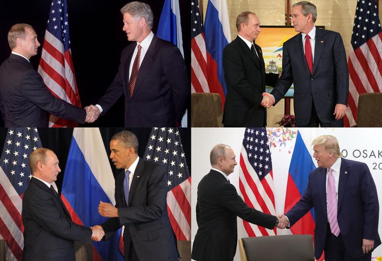 Putin har overlevet en række amerikanske præsidenter.  Foto: Stephen Jaffe, Jim Watson, Alexe/Ritzau Scanpix