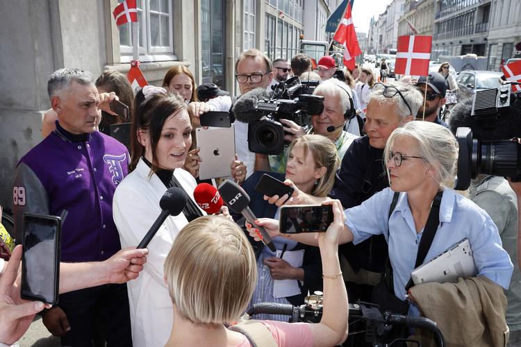 Nanna Skov Høpfner foran Østre Landsret efter domsafsigelse.   Foto: Jens Dresling/POLFOTO