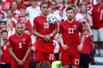 Der er genvalg til Martin Braithwaite, Yussuf Yurary Poulsen Pierre Emile Højbjerg. og resten af det danske hold, der spillede godt, men tabte 2-1 til Belgien. Foto: Jens Dresling/POLFOTO