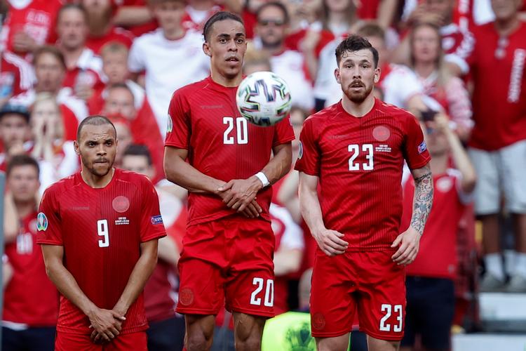 Der er genvalg til Martin Braithwaite, Yussuf Yurary Poulsen Pierre Emile Højbjerg. og resten af det danske hold, der spillede godt, men tabte 2-1 til Belgien. Foto: Jens Dresling/POLFOTO