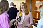 Centerpartiets leder, Annie Lööf, har droppet det krav, som i mandsg udløste et mistillidsvotum til den svenske regering. Foto: 10090 Claudio Bresciani/tt/Ritzau Scanpix