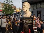 George Floyd-statuen i Brooklyn blev afsløret 19. juni. Foto: Ed Jones/Ritzau Scanpix