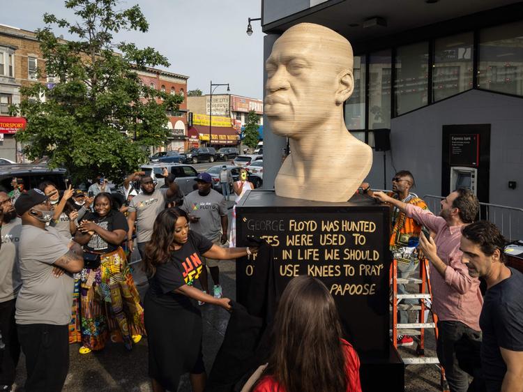George Floyd-statuen i Brooklyn blev afsløret 19. juni. Foto: Ed Jones/Ritzau Scanpix