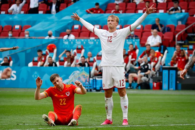 Med de to mål mod Wales er Kasper Dolberg nu oppe på 9 scoring for Danmark i 28 kampe.  Foto: Jens Dresling/POLFOTO