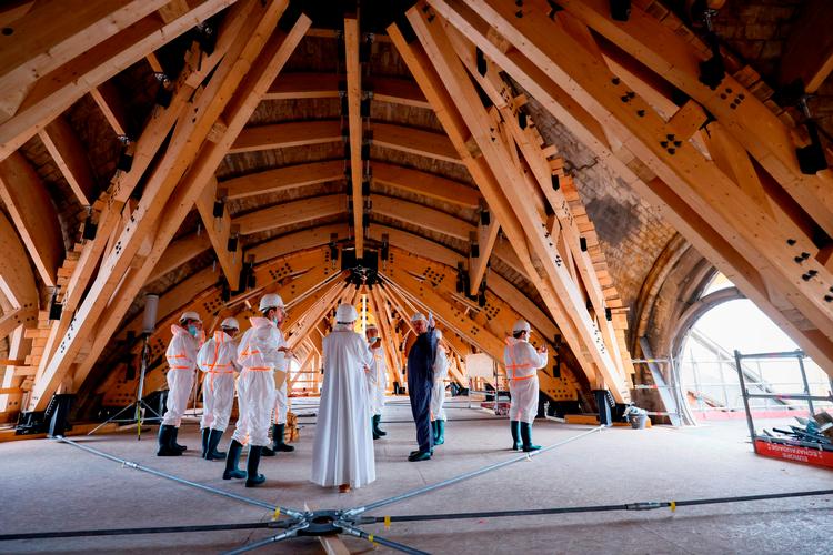 En lille del af den bærende struktur er så langt, at det var muligt at fremvise den under et besøg for eksperter 16. juni i år.  Foto: Thomas Samson/Ritzau Scanpix
