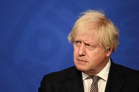 Boris Johnson under et pressemøde forleden Foto: Pool/Ritzau Scanpix