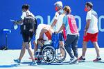 Spanske Paula Badosa forlod tennisstadion i en rullestol efter at hun var blevet ramt af et hedeslag. Foto: Lucy Nicholson/Ritzau Scanpix