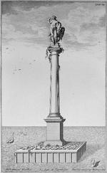 Et kobberstik af arkitekten Lauritz de Thurah fra hans bogværk om dansk arkitektur, 'Den danske Vitruvius' fra 1740'erne viser skulptruen og vartegnet 'Leda og Svanen', yndigt flankeret af et par virkelige svaner. Foto: /Creative commons