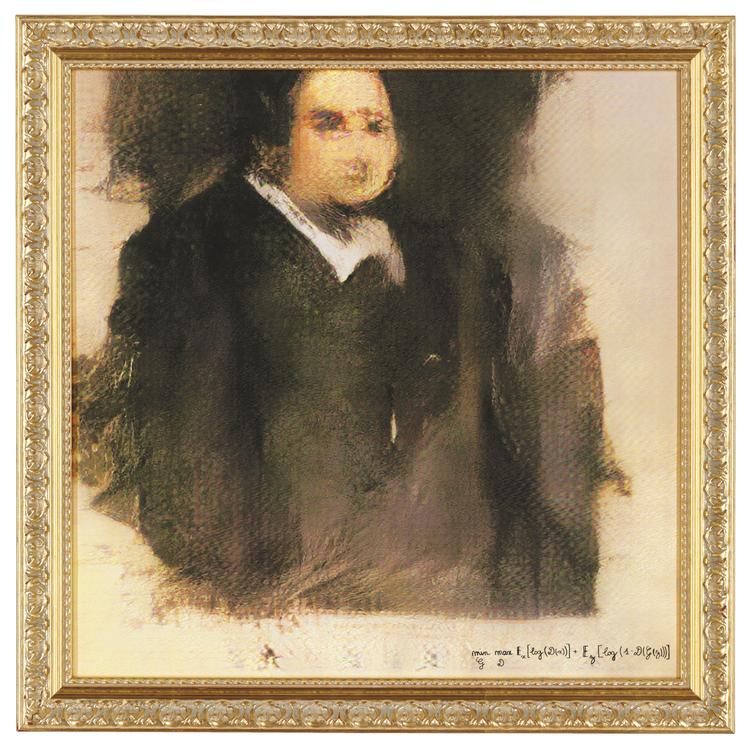 Det var rekordsalget af dette værk, 'Portrait of Edmond Belamy' af kunstnerkollektivet Obvious, der inspirerede folkene bag Artifly til at skabe AI-kunst .  Pr-foto Obvious via Christie's