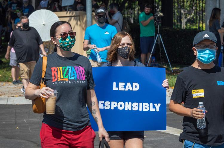 Irvine, Californien, 28. juli 2021. Activision Blizzards egne medarbejdere protesterer mod deres arbejdsplads i spilgigantens hjemby.  Foto: David Mcnew/Ritzau Scanpix