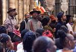 Unge fra teatergruppen  The Hebe Foundation charity markerer The Windrush Generation om de jamaicanere, der efter årtier i Storbritannien blev frataget alle rettigheder. Udvisningerne af de unge krimielle til et land, de ikke kender, minder briterne om den tragedie. Foto: Niklas Halle'n/Ritzau Scanpix