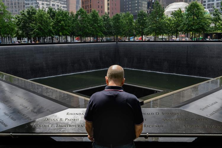 9/11 mindestedet i New York, hvor de to tårne faldt den 11. september 2001. I næste måned er det 20 år siden.  Foto: Angela Weiss/Ritzau Scanpix