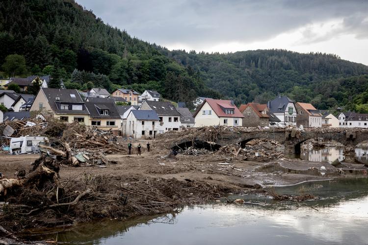 Oversvømmelserne i den normalt lille flod Ahr og resten af det ramte område er uden for skalaen af, hvad det tyske, hydrologiske institut tidligere har registreret.  Foto: Jesper Houborg/POLFOTO
