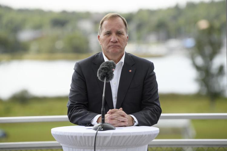 Stefan Löfven da han søndag overraskende annomcerede sin afgang. Foto: Ritzau Scanpix  