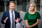 Udenrigsminister Jeppe Kofod (S) og forsvarsminister Trine Bramsen (S) på et pressemøde tirsdag om evakueringsindsatsen i Afghanistan. Foto: Mads Claus Rasmussen/Ritzau Scanpix