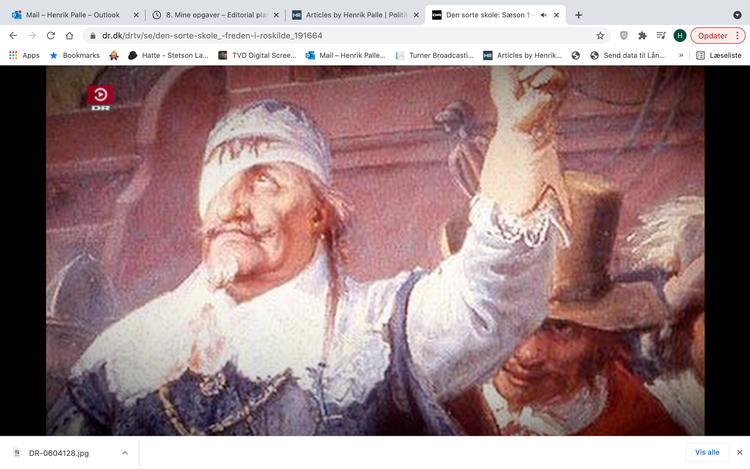 I røg og damp stod kong Christian IV, da han mistede sit øje og fik læsterlige klø af den svenske flåde.  Foto: Skærmbillede fra programmet/DR