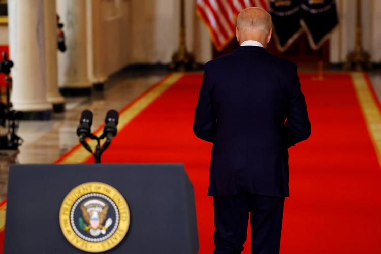 Præsident Joe Biden vendte nærmest ryggen til USA's hidtidige syn på krigen mod terror, da han tirsdag aften holdt tale om tilbagetrækningen fra Afghanistan, mener ekspert i præsidenttaler Mark Herron. Foto: Carlos Barria/Ritzau Scanpix