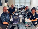 Holdet bag podcasten 'Han Duo Rollespiller'. Fra venstre til højre spilstyrer Morten Greis, Elias Elliot, Jakob Ege Hinchely og Maria Månson.
 Foto: PR