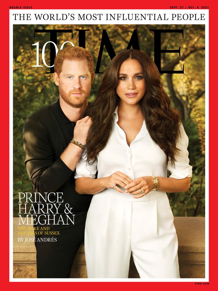 Prins Harry og hans hustru, Meghan, er på forsiden af Time Magazine, der hvert år kårer verdens 100 mest indflydelsesrige personer.   Foto: Pari Dukovic For Time/Ritzau Scanpix