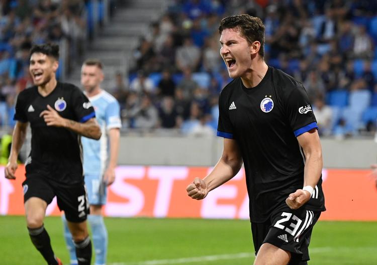 Jonas Wind scorede to mål og lavede forarbejdet til et tredje, da FCK sejrede på udebane over Slovan Bratislava. Foto: Radovan Stoklasa/Ritzau Scanpix