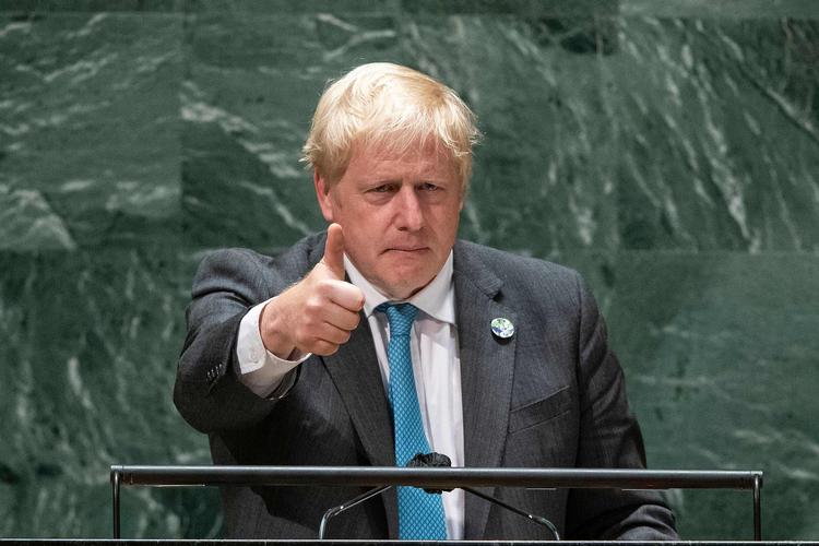 Boris Johnson adresserede den 76. generalforsamling i FN med en bøn om 
FOTO: MUNOZ / POOL / AFP Foto: Eduardo Munoz/Ritzau Scanpix