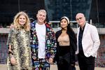 Den nye sæson af 'X Factor' byder på gensyn med værten Sofie Linde og dommerne Martin Jensen og Thomas Blachman. Eneste nye navn i flokken er Kwamie Liv, der afløser Oh Land.   Foto: Lasse Lagoni, TV 2 