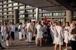 Flere sygeplejesker strejkede selv om konflikten formelt set er afsluttet. Her en gruppe sygeplejersker på Rigshospitalet i København, der var utilfredse med regeringsindgrebet.  Foto: Marcus Emil Christensen