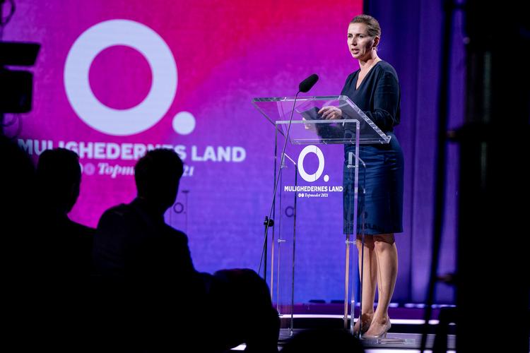 Mette Frederiksen benyttede Dansk Industris topmøde til at præsentere hovednyheden fra regeringens klimaprogram. Foto: Liselotte Sabroe/Ritzau Scanpix