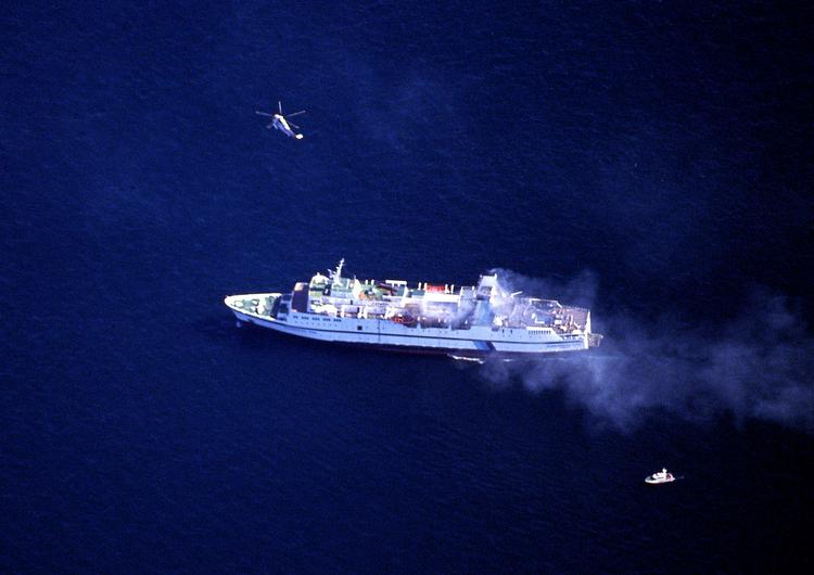 Den påsatte hovedbrand på færgen ’Scandinavian Star’ kostede 159 mennesker livet 7. april 1990. Foto: Carsten Ingemann