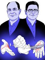 65-årige David Julius og 54-årige Ardem Patapoutian (til højre) modtog mandag Nobelprisen i medicin og fysiologi for at gøre os klogere på, hvordan berøring, varme og kulde bliver modtaget af nerverne på hudens overflade og omsat til et hjernesignal. Foto: Thomas Thorhauge