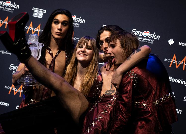 De italienske vildbasser, med det danske navn Måneskin, vandt Eurovision i maj, og dermed er det Italien, der, som traditionen foreskriver, bliver værtsland næste år.  Foto: Jonas Olufson