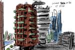     Byplanlægning     Dagens tegning 14.10.21Regeringens planer for nye almennyttige boliger i de store byer   Foto: Mette Dreyer/POLITIKEN