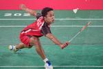 Anthony Sinisuka Ginting vandt over Anders Antonsen i OL-kvartfinalen i Tokyo. Foto: Dita Alangkara/Ritzau Scanpix