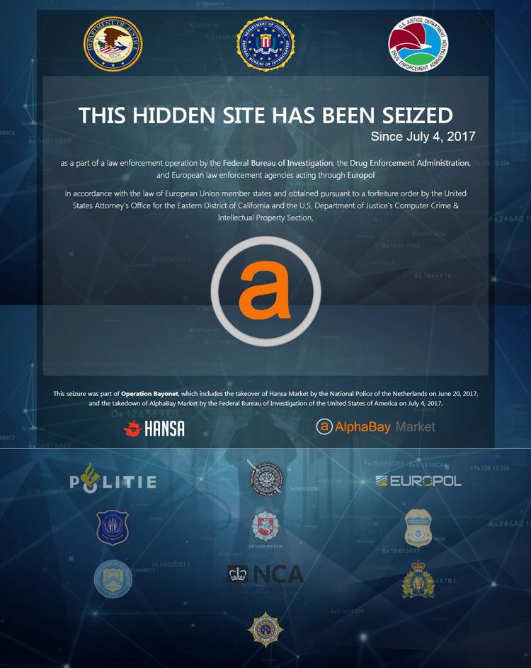 Sådan så det ud, da FBI beslaglagde Alphabay i 2017. Foto: Handout/Ritzau Scanpix