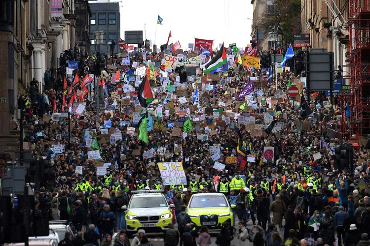 Demonstranter fra Fridays For Future i Glasgow, 5. november 2021. Foto: Daniel Leal-olivas/Ritzau Scanpix