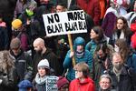 No more blah blah blah er blevet et af de mest brugte kampråb i Glasgow, men der er allerede konkrete resultater på forhandlingsbordet.  Foto: Andy Buchanan/Ritzau Scanpix
