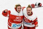 Cassandra Repstock-Romme (tv.) og  Michele Brix i jubel efter OL-opturen.  Foto: nordphoto Gmbh / Hafner via www./Ritzau Scanpix