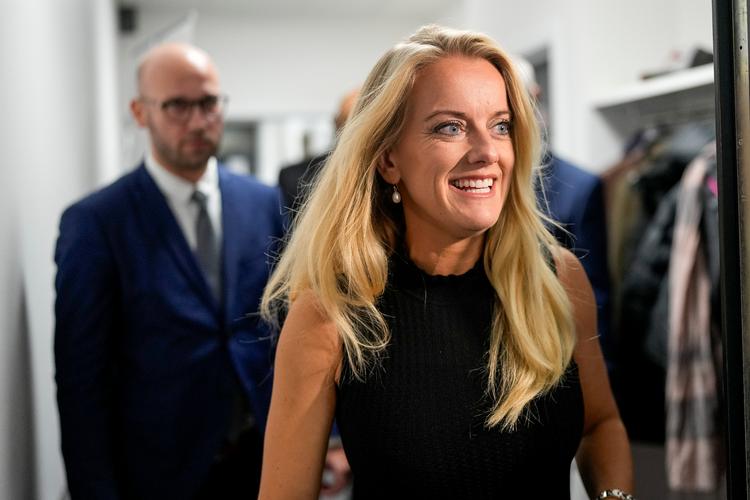 Pernille Vermund, formand for Nye Borgerlige, overværede valgaftenen i T. Hansen Loungen på Monjasa Park i Fredericia. Foto: Frank Cilius/Ritzau Scanpix