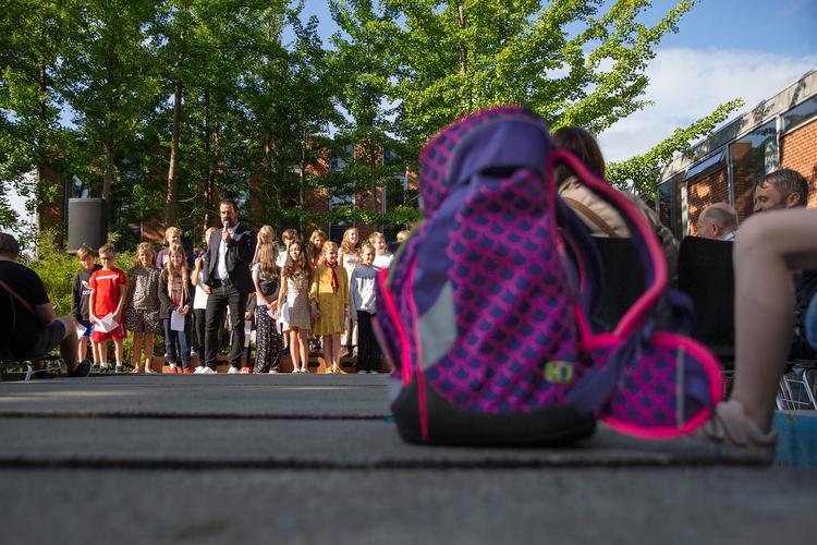 Her et billede fra første skoledag tidligere i år. Men heller ikke dette skoleår slipper for at mærke coronavirus. Foto: Finn Frandsen