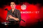 I Amager Bio ved den socialdemokratiske valgfest kunne statsminister Mette Frederiksen tirsdag aften konstatere et historisk dårligt kommunalvalg med tocifret tilbagegang i de fire største byer. Foto: Martin Lehmann