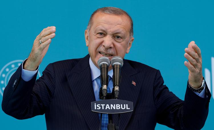 Tyrkiets præsident, Tayyip Erdogan, fotograferet ved en  tale til sine tilhængere tidligere på måneden.  Foto: Umit Bektas/Ritzau Scanpix