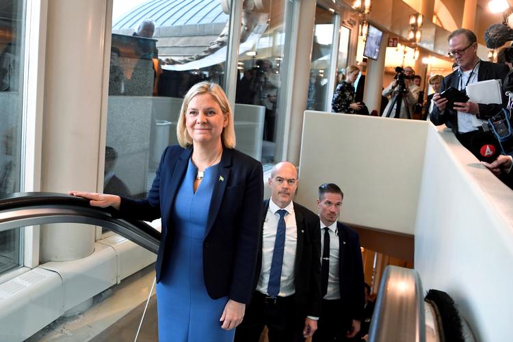 Magdalena Andersson (S) ankommer til Riksdagen i Stockholm tidligere i dag.  Foto: 10070 Jessica Gow/tt/Ritzau Scanpix