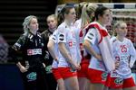  Skuffede danske spillere efter nederlaget til Kroatien i kampen om EM-bronze sidste år. Skuffelserne har været i overtal ved de sidste 7 slutrunder.   Foto: Jens Dresling