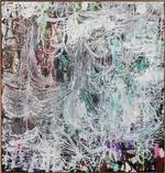 Med sine mål 195 x 185 cm er Olav Christopher Jenssens maleri 'Post Rubicon nr. 4' fra 2021 ikke udstillingens allerstørste billede, men nok næststørste.  Det er i de store formater, at den norske maler overbeviser.  Foto: Stine Heger/Galleri Susanne Ottesen