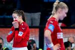 Louise Burgaard var dybt påvirket af det danske semifinalenederlag.  Foto: Liselotte Sabroe/Ritzau Scanpix