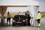 Politiet fotograferet i november 2019, hvor de udøver grænsekontrol ved Øresundstunnelens afslutning. Foto: Thomas Borberg